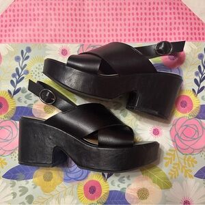 Seychelles Black Platform Sandals
